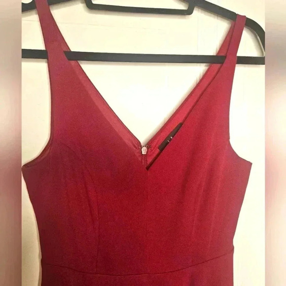 LULUS Burgundy Darling Delight Skater Mini Dress V neck Sleeveless Lined S EUC - Picture 4 of 12